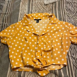 Yellow polar dot crop top